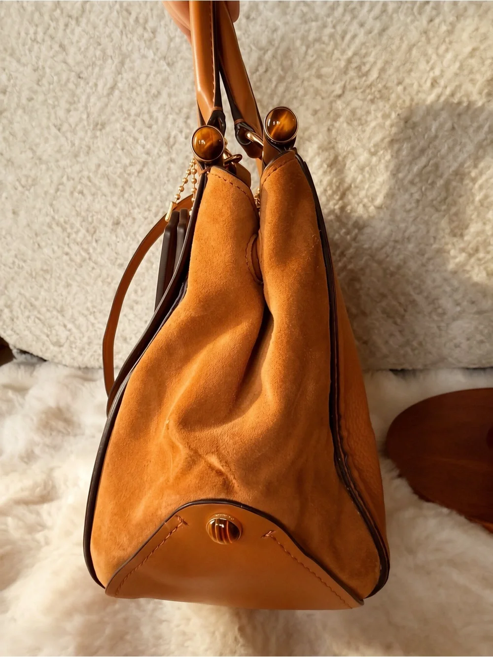 Coach Cognac Leather Satchel with Gold Hardware